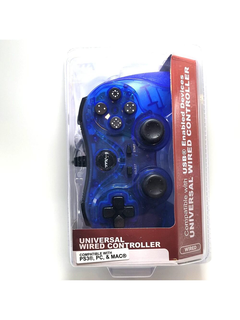PlayStation 3 Wired Controller for PS3 / PC / USB by TTX Tech - Clear Blue